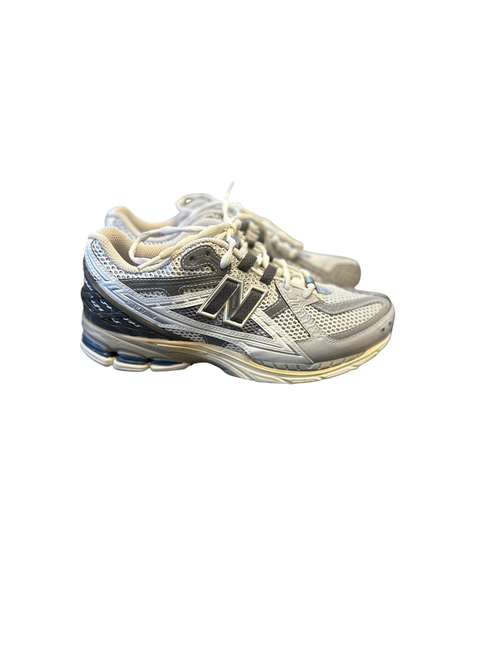 New Balance White & Silver Athletic Sneakers